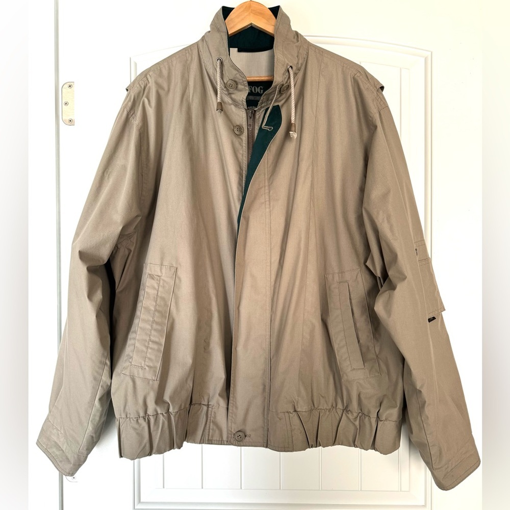 Vintage London Fog Men's Jacket Tan Khaki Lightweight Full Zip Size XL Long